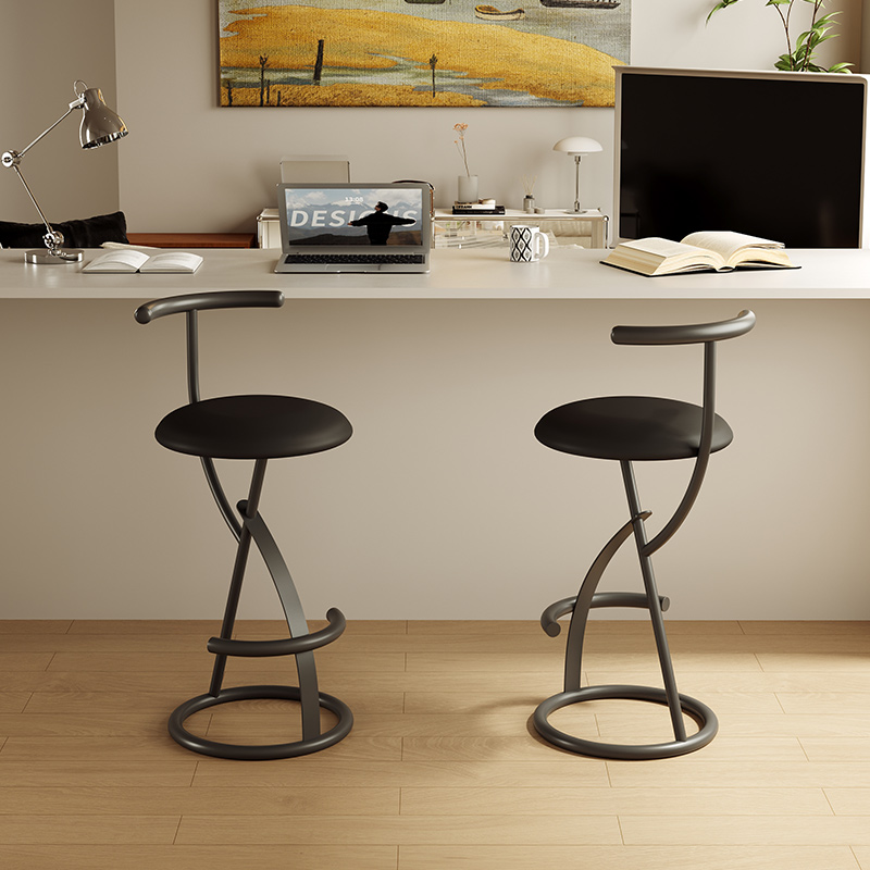 Commercial Kitchen Designer - İskandinav Modern Bar Taburesi, Sırtlıklı Minimalist