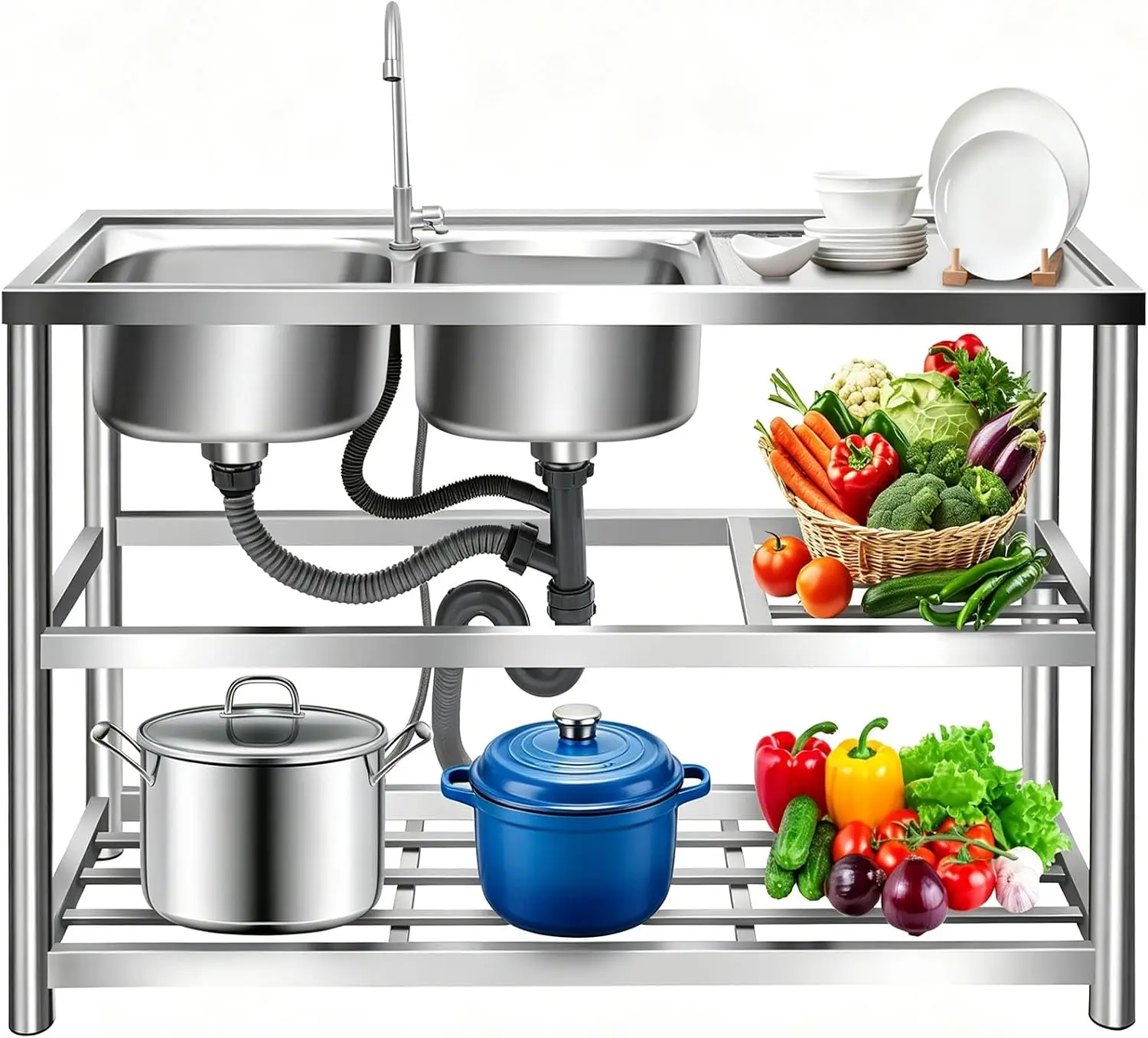 Commercial Kitchen Worktops - Mutfakta Serbest Duran Hazırlık Lavabosu, 2